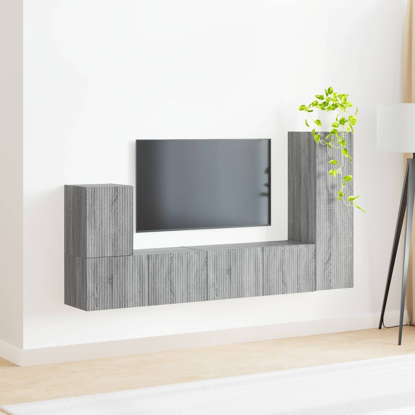 TV szekrény garnitúra 3 pcs Szürke Sonoma Szerelt Fa