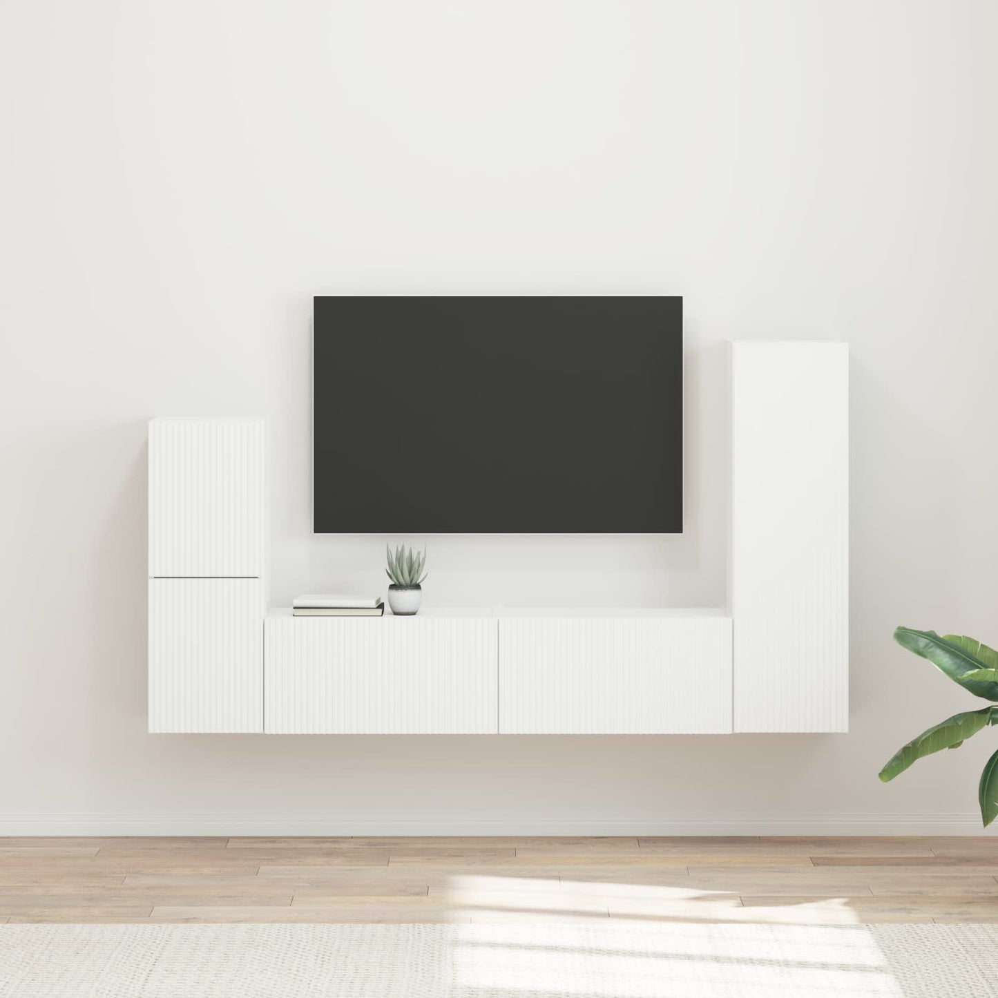 TV szekrény garnitúra 4 pcs Fehér Szerelt Fa