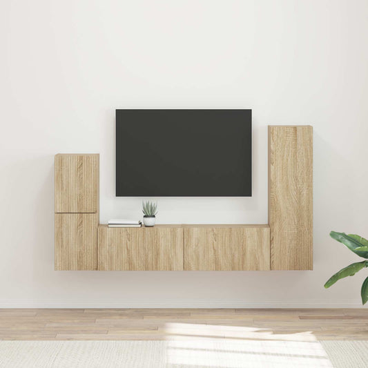 TV szekrény garnitúra 4 pcs Sonoma tölgy Faanyag