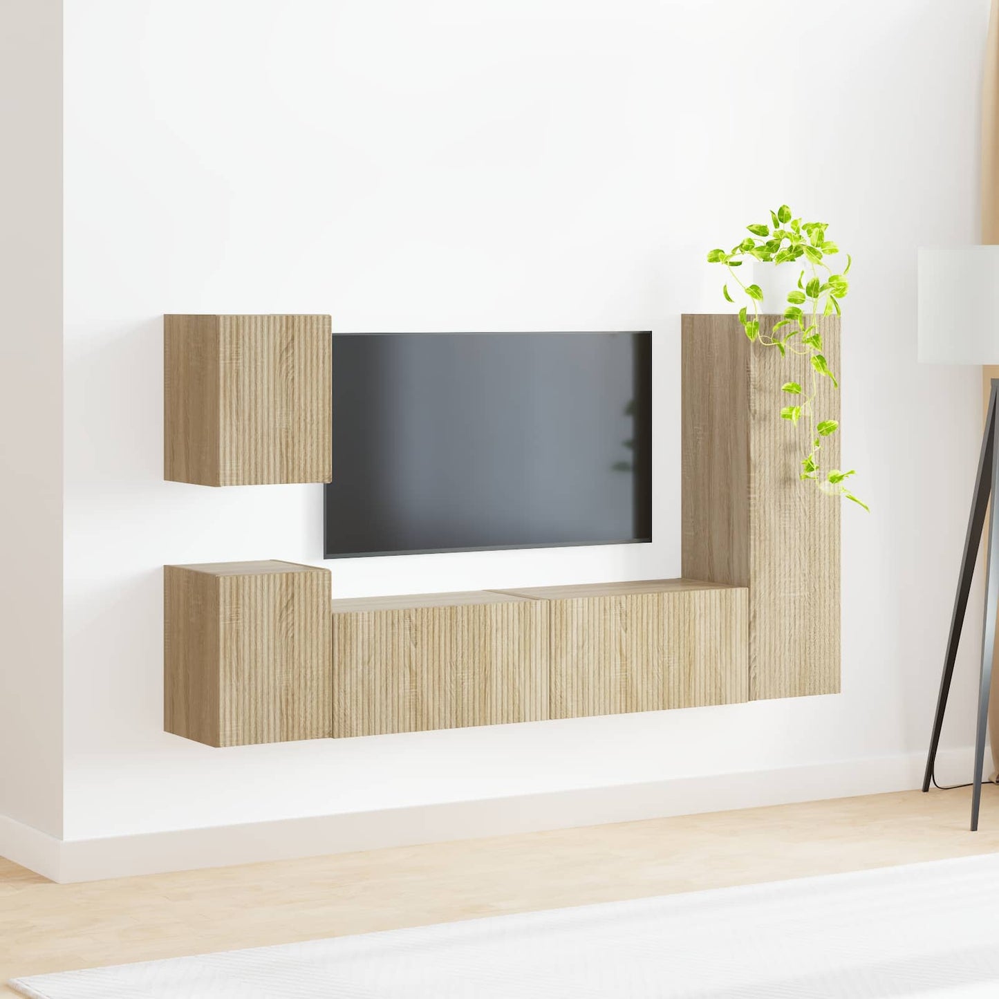 TV szekrény garnitúra 4 pcs Sonoma tölgy Szerelt Fa