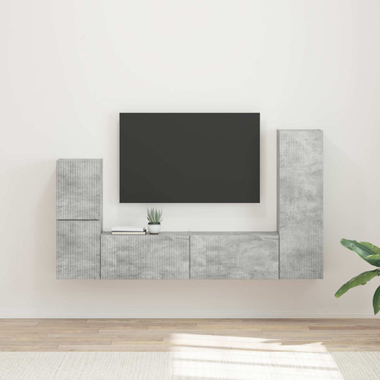 TV szekrény garnitúra 4 pcs Beton Szürke Faanyag