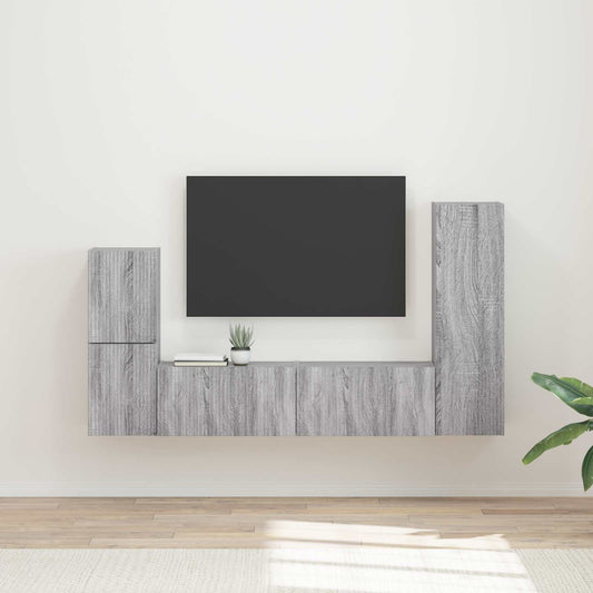 TV szekrény garnitúra 4 pcs Szürke Sonoma Faanyag