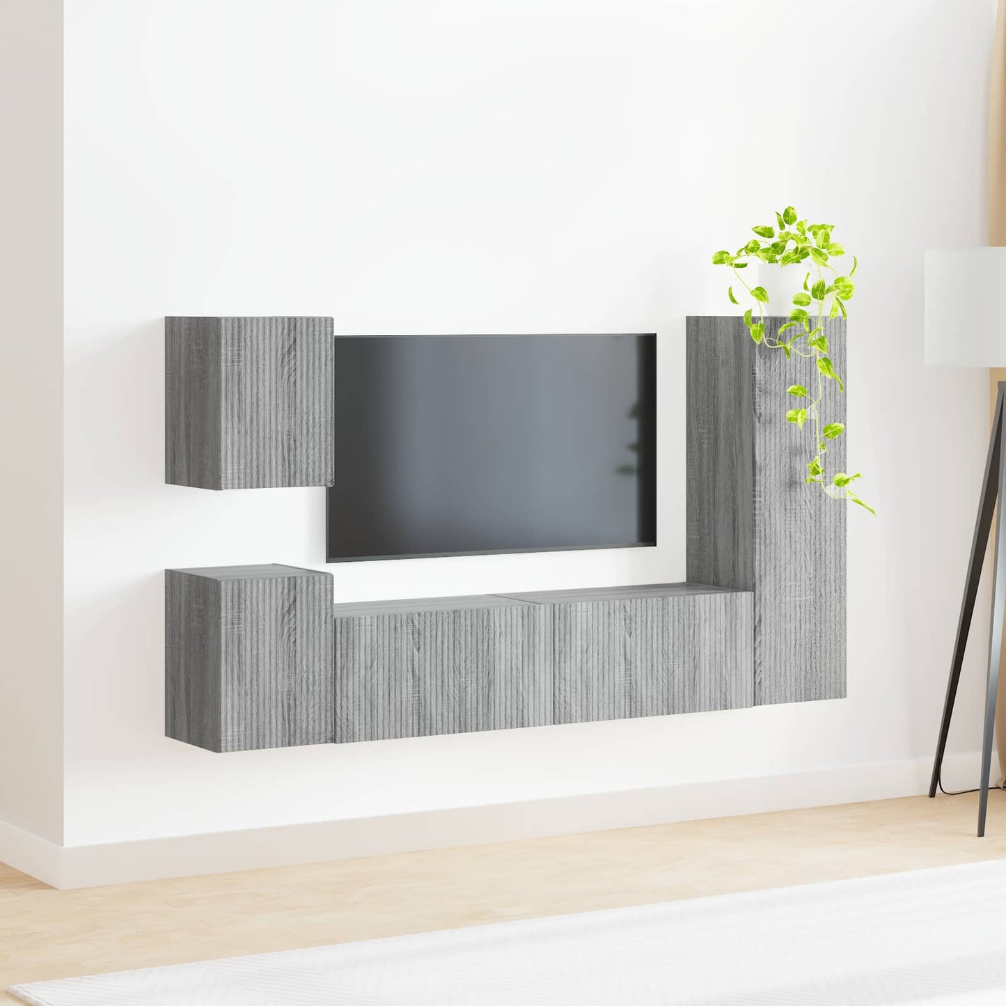 TV szekrény garnitúra 4 pcs Szürke Sonoma Szerelt Fa