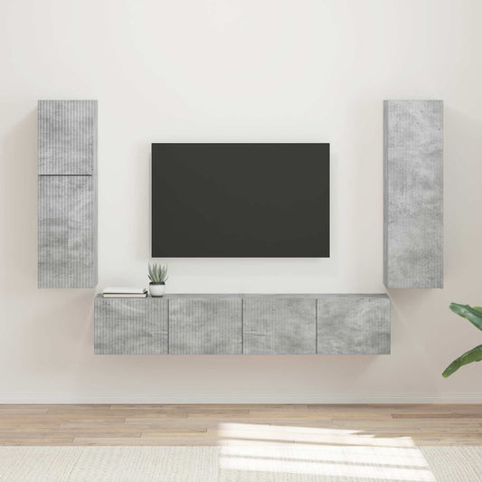 TV szekrény garnitúra 4 pcs Beton Szürke Faanyag