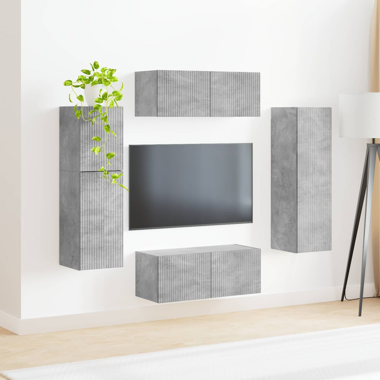 TV szekrény garnitúra 4 pcs Beton Szürke Faanyag