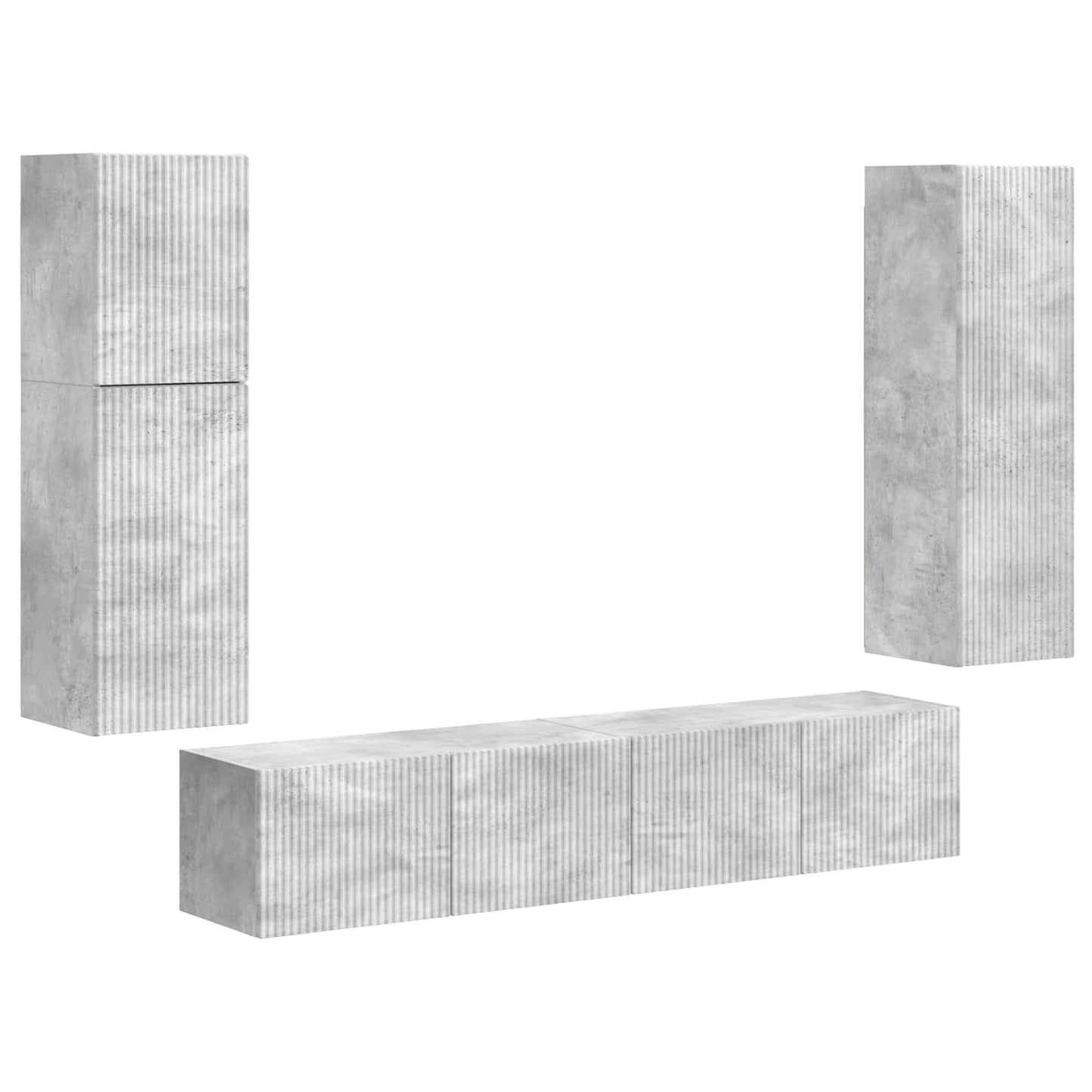 TV szekrény garnitúra 4 pcs Beton Szürke Faanyag