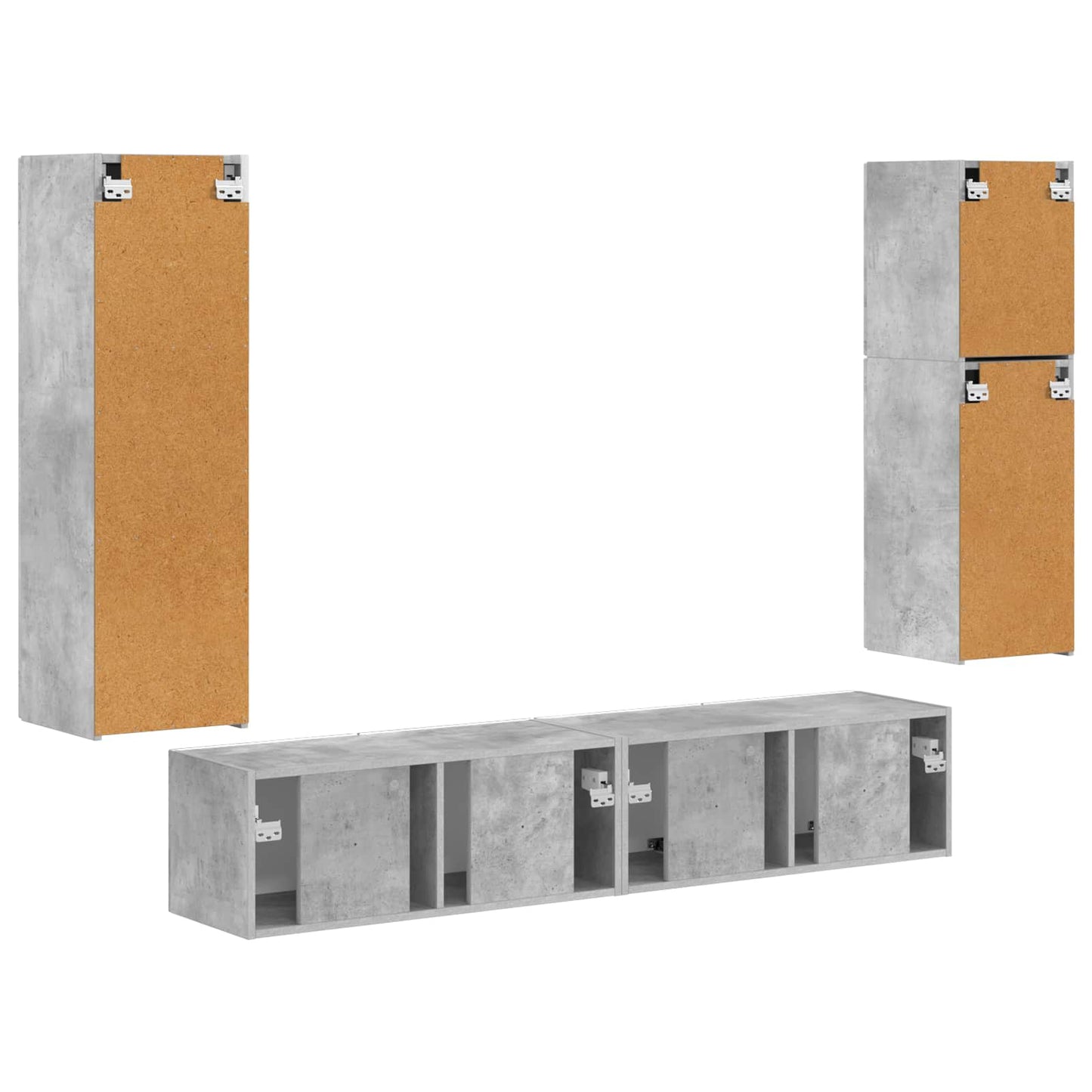 TV szekrény garnitúra 4 pcs Beton Szürke Faanyag