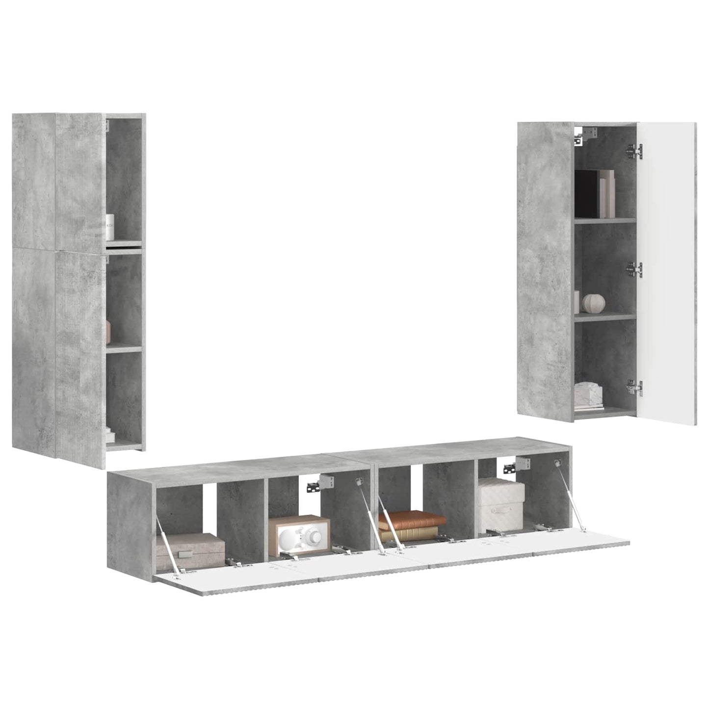 TV szekrény garnitúra 4 pcs Beton Szürke Faanyag