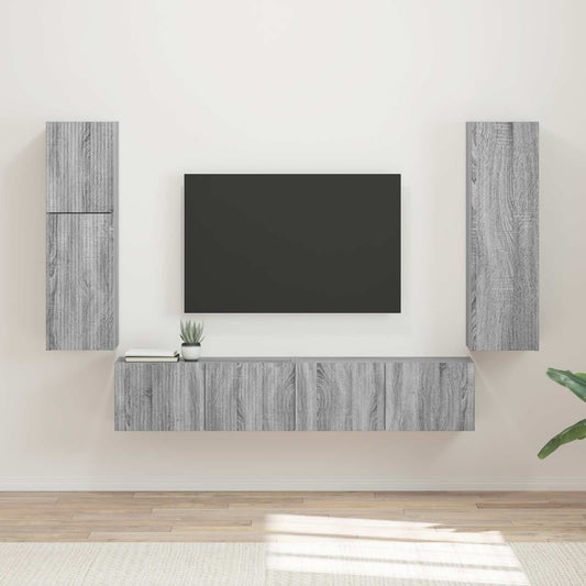 TV szekrény garnitúra 4 pcs Szürke Sonoma Faanyag