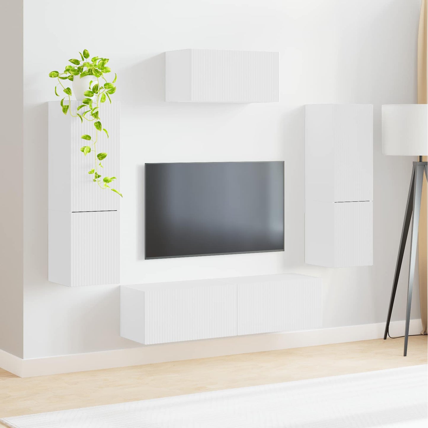 TV szekrény garnitúra 4 pcs Fehér Szerelt Fa