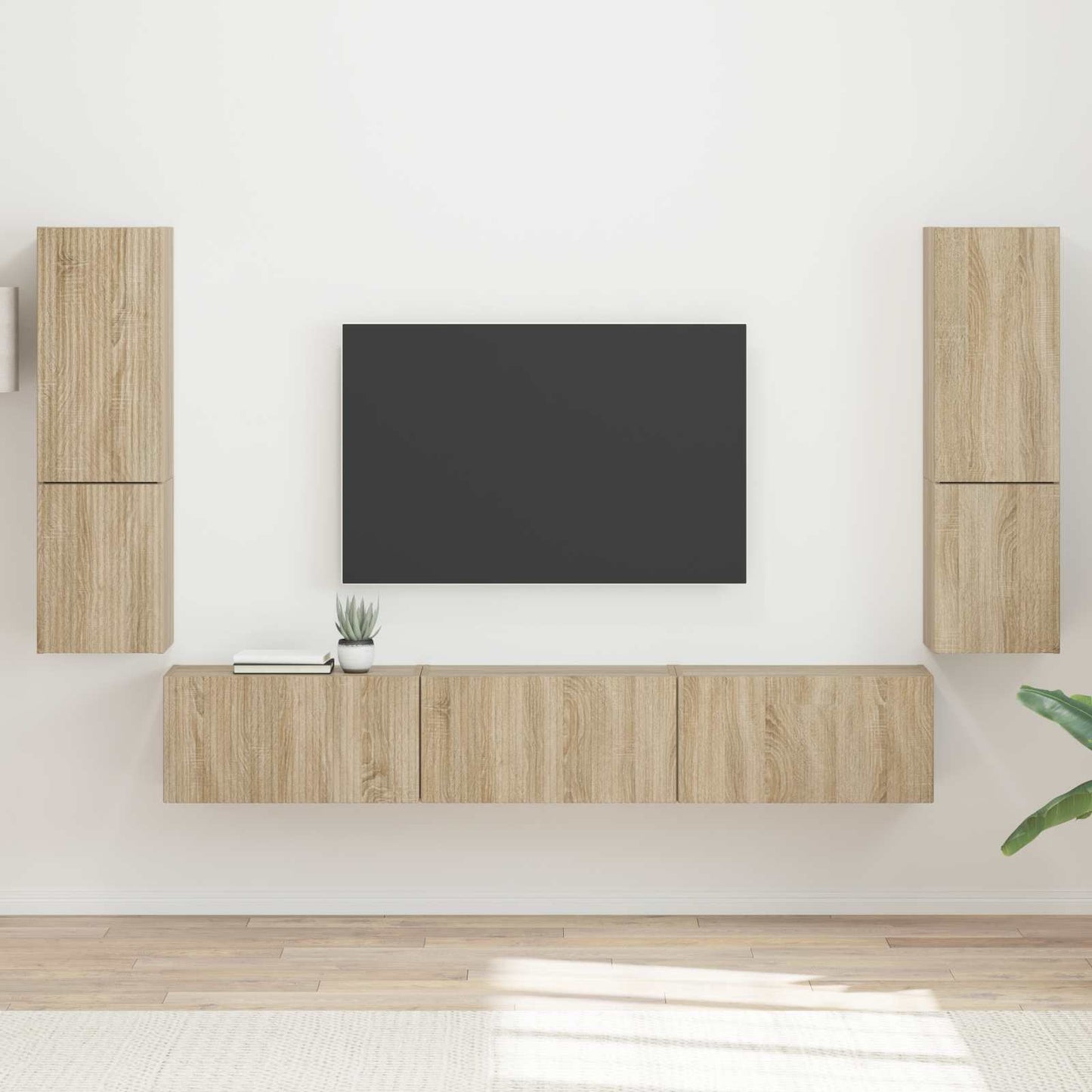 TV szekrény garnitúra 4 pcs Sonoma tölgy Szerelt Fa