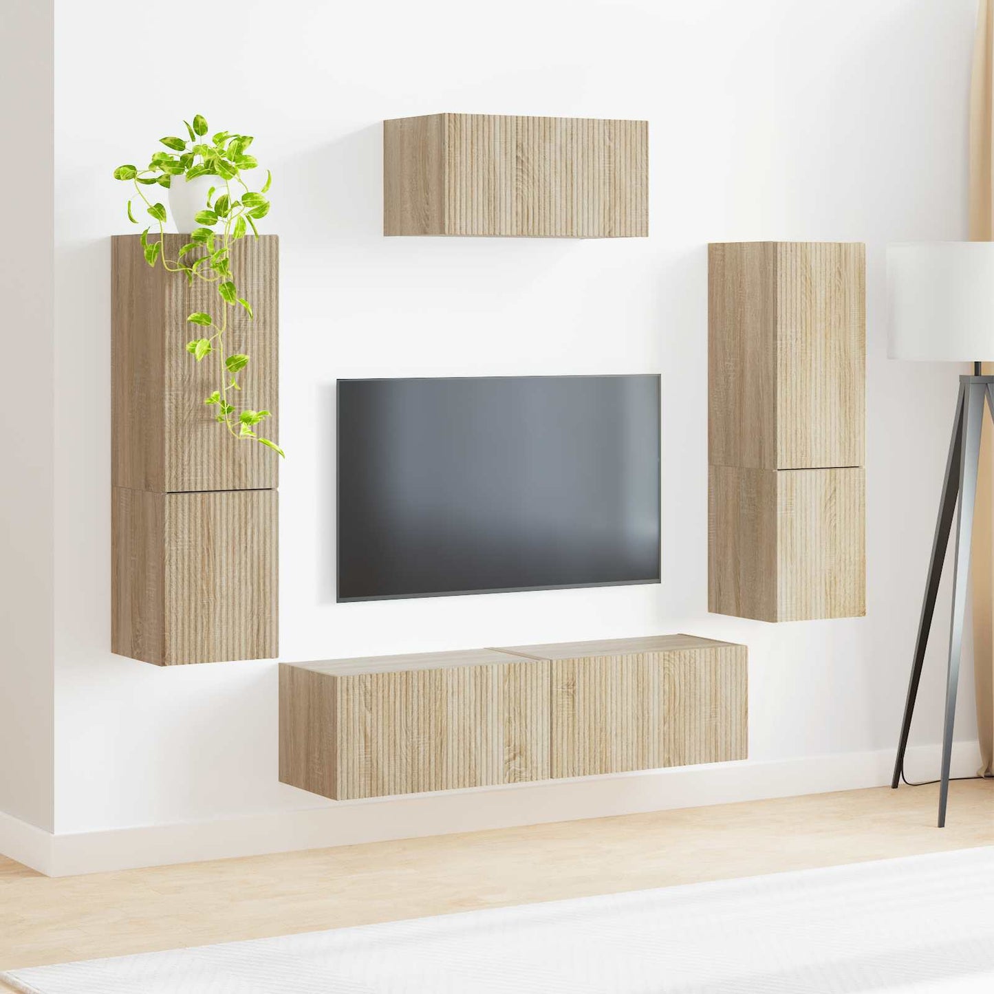 TV szekrény garnitúra 4 pcs Sonoma tölgy Szerelt Fa
