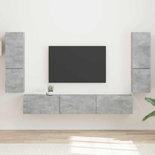 TV szekrény garnitúra 4 pcs Beton Szürke Faanyag