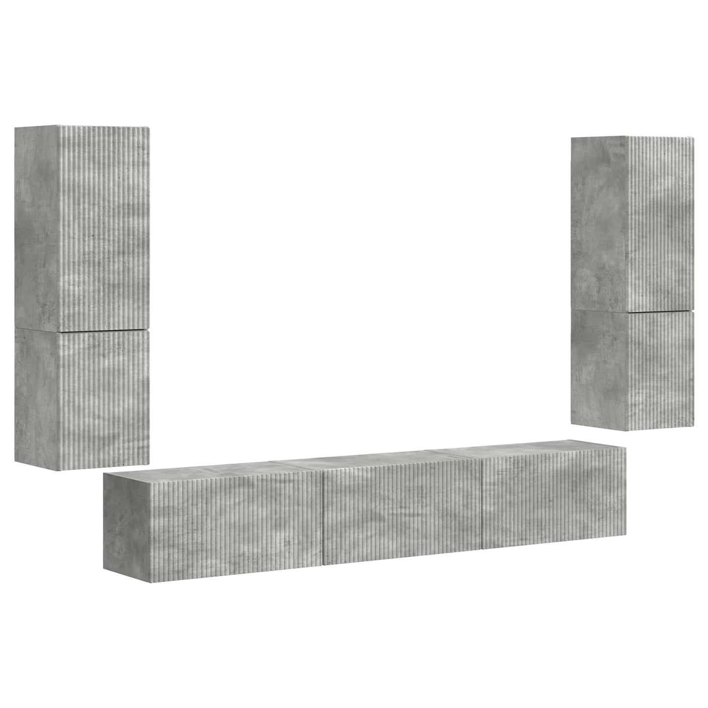 TV szekrény garnitúra 4 pcs Beton Szürke Szerelt Fa