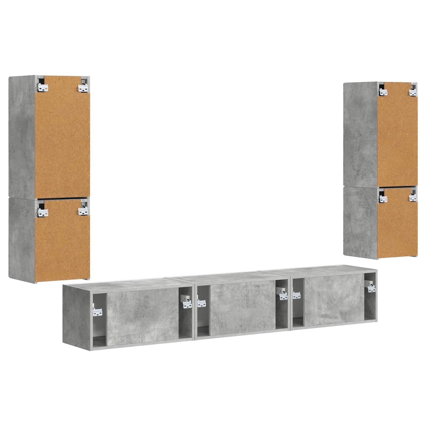 TV szekrény garnitúra 4 pcs Beton Szürke Szerelt Fa
