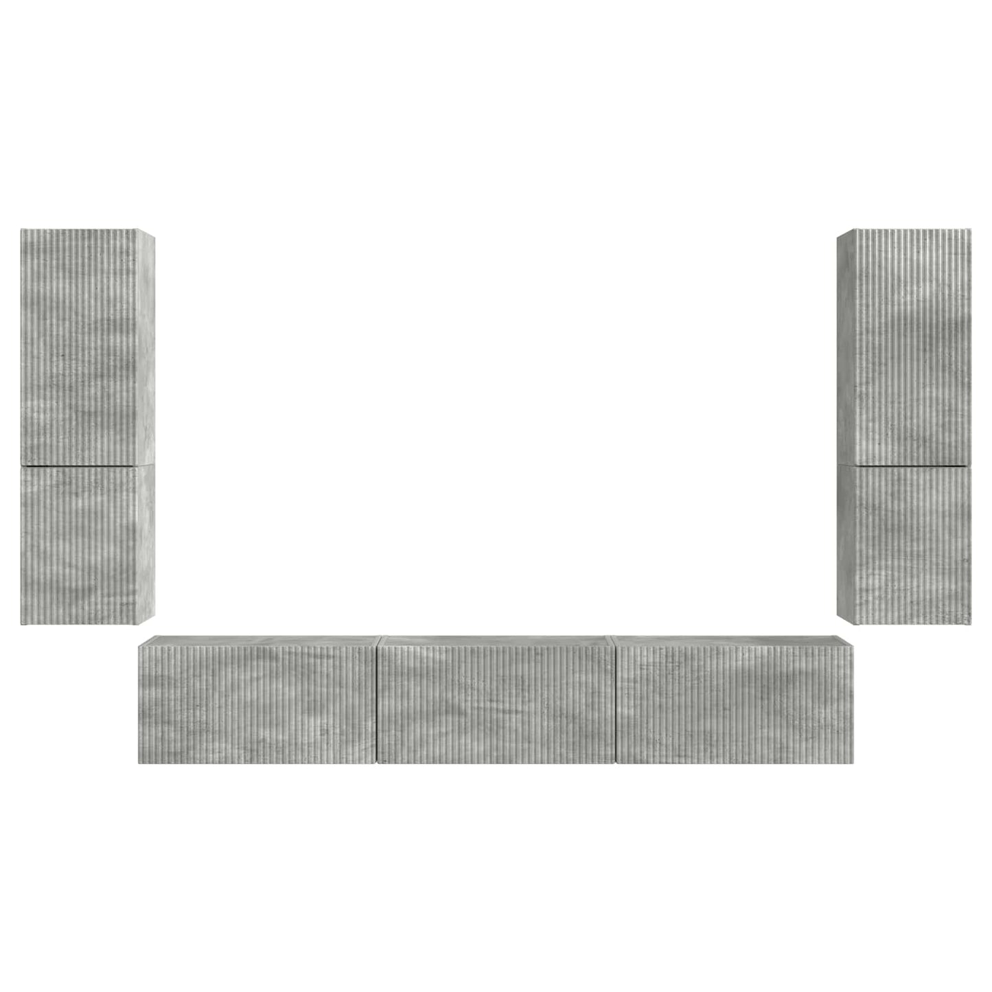 TV szekrény garnitúra 4 pcs Beton Szürke Szerelt Fa
