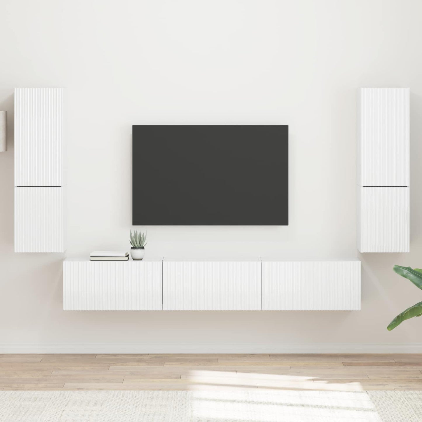 TV szekrény garnitúra 4 pcs Magas Fényű Fehér Szerelt Fa