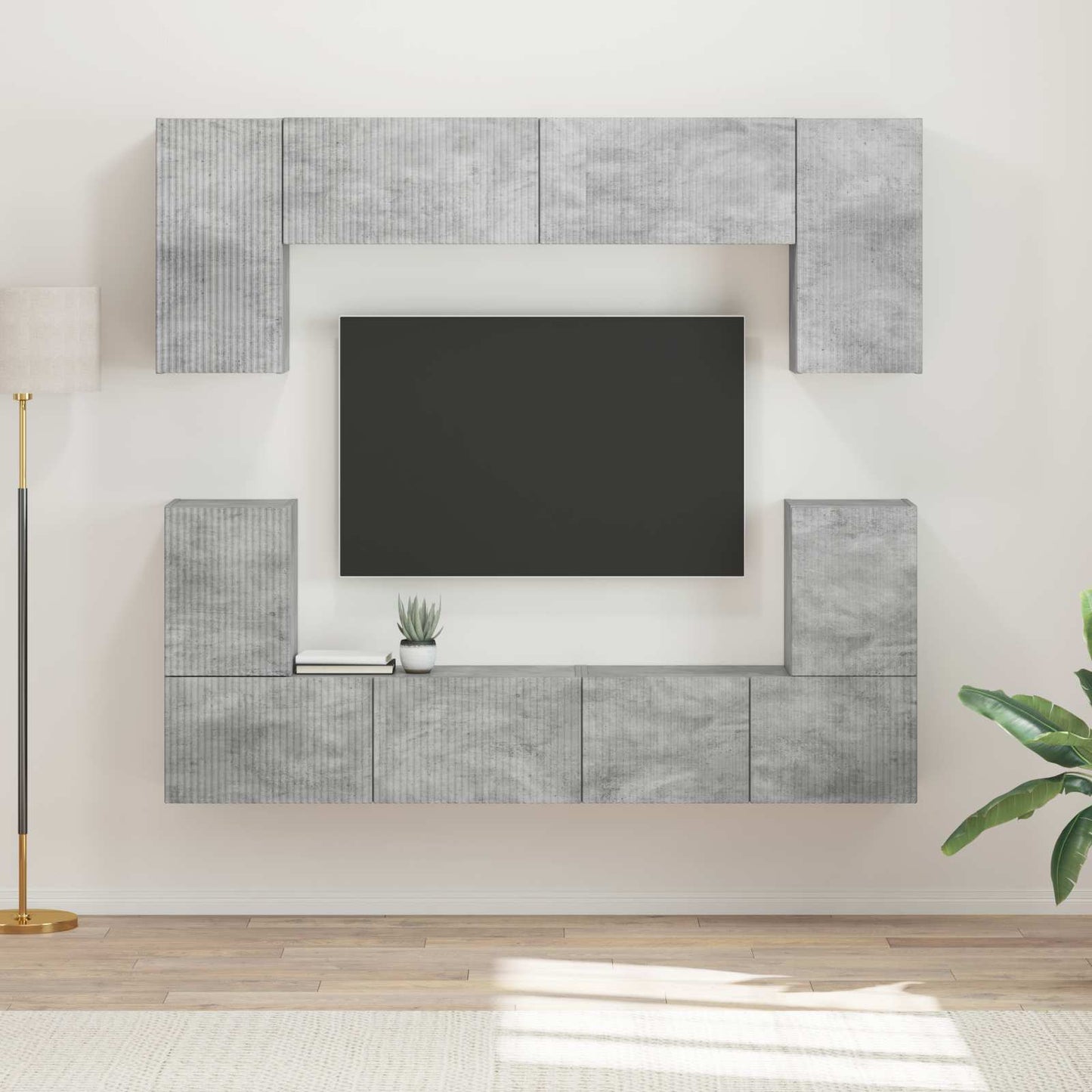 TV szekrény garnitúra 5 pcs Beton Szürke Szerelt Fa