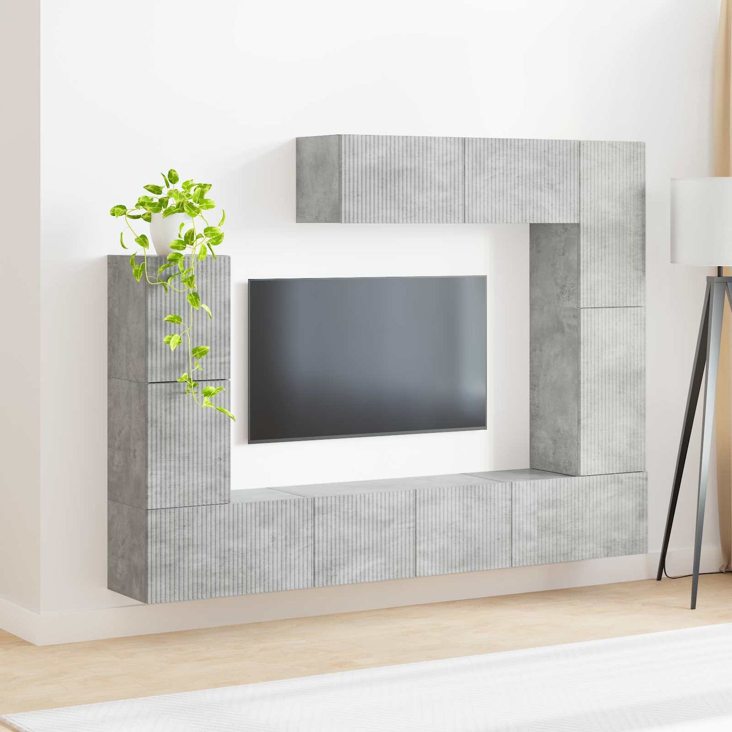 TV szekrény garnitúra 5 pcs Beton Szürke Szerelt Fa