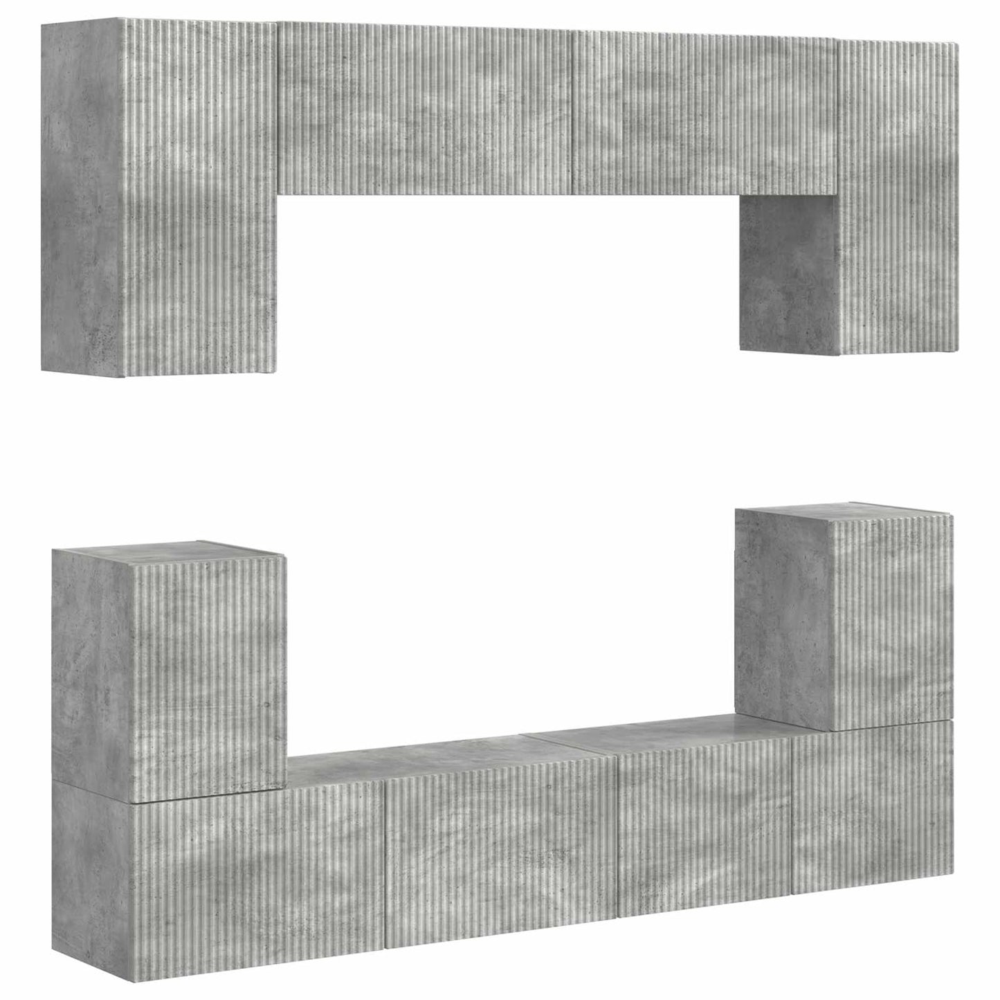 TV szekrény garnitúra 5 pcs Beton Szürke Szerelt Fa