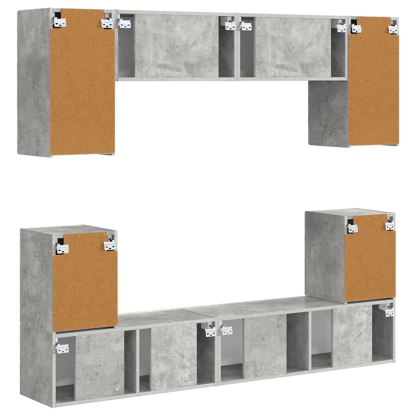 TV szekrény garnitúra 5 pcs Beton Szürke Szerelt Fa