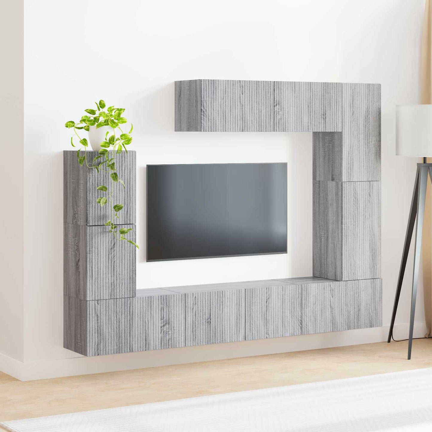 TV szekrény garnitúra 5 pcs Szürke Sonoma Szerelt Fa