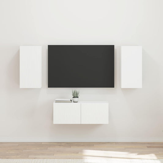 TV szekrény garnitúra Falra szerelhető 6 pcs Fehér Faanyag