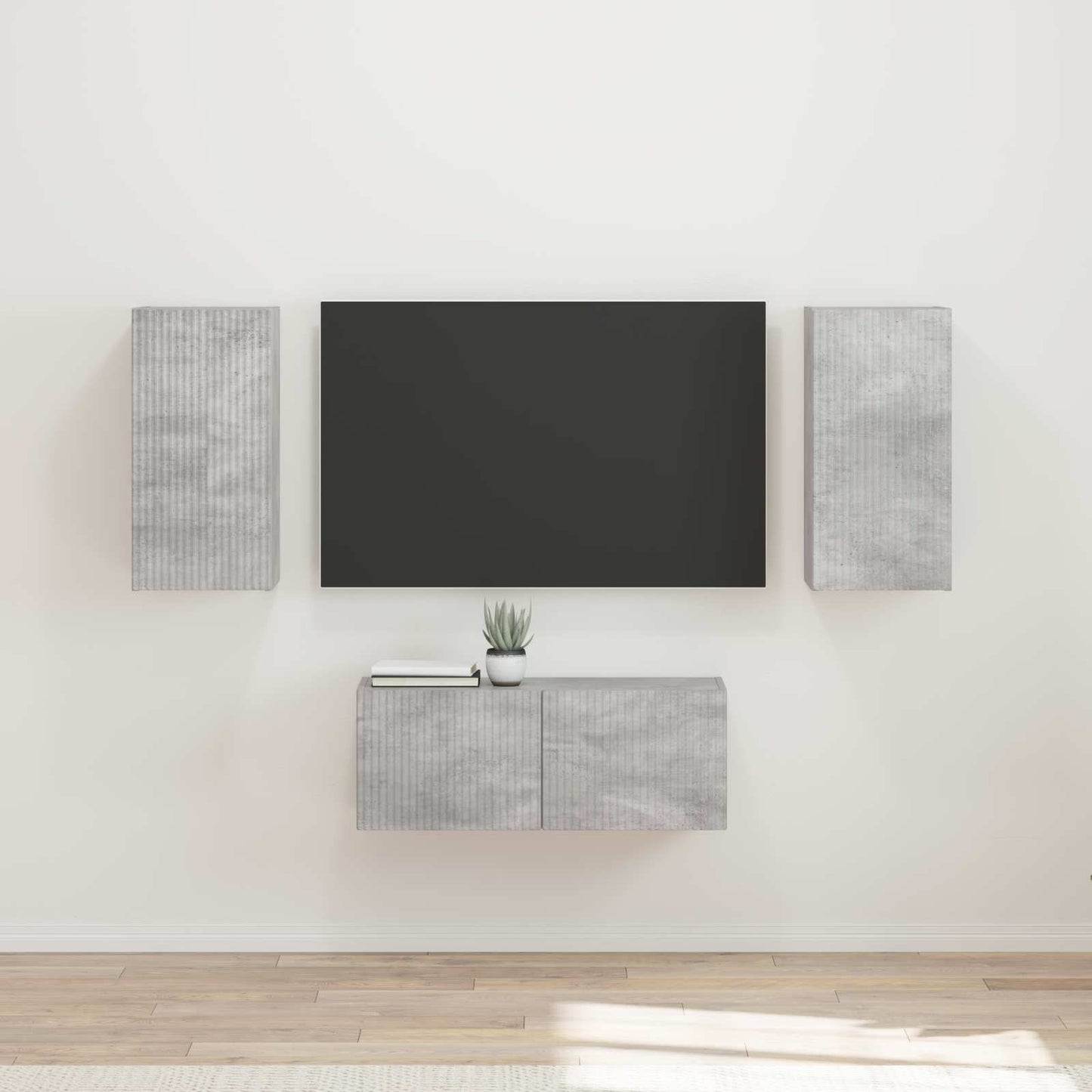 TV szekrény garnitúra 6 pcs Beton Szürke Szerelt Fa