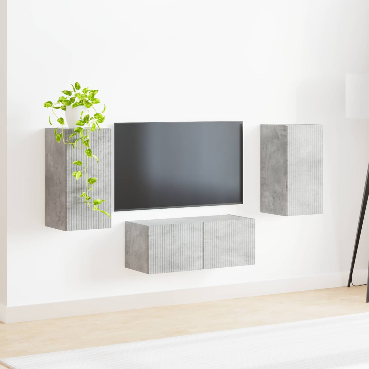 TV szekrény garnitúra 6 pcs Beton Szürke Szerelt Fa