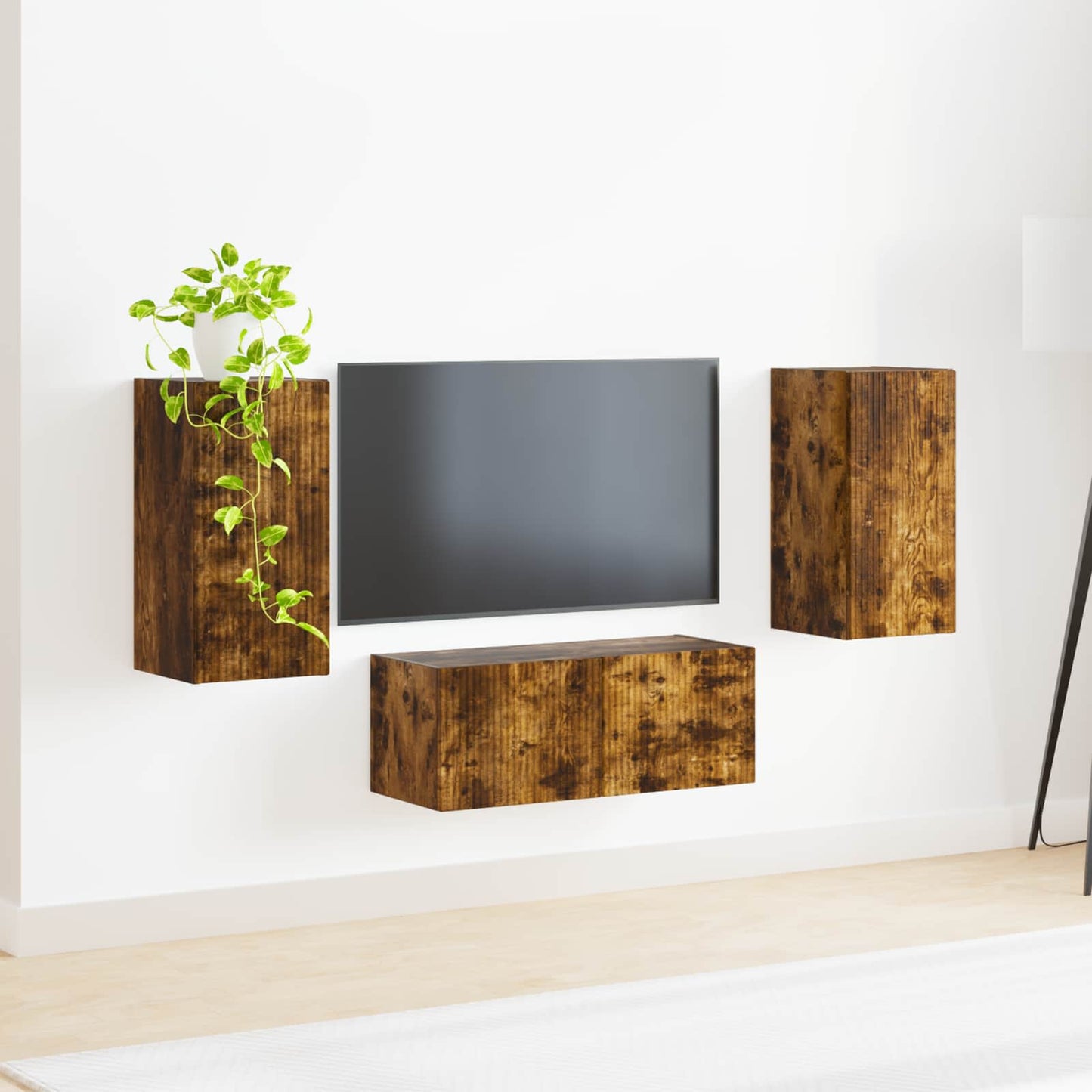 TV szekrény garnitúra 6 pcs Füstölt tölgy Szerelt Fa