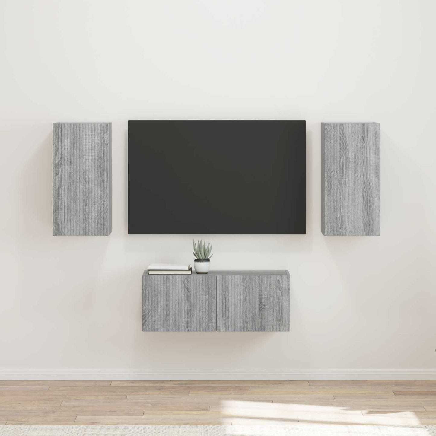 TV szekrény garnitúra 6 pcs Szürke Sonoma Szerelt Fa