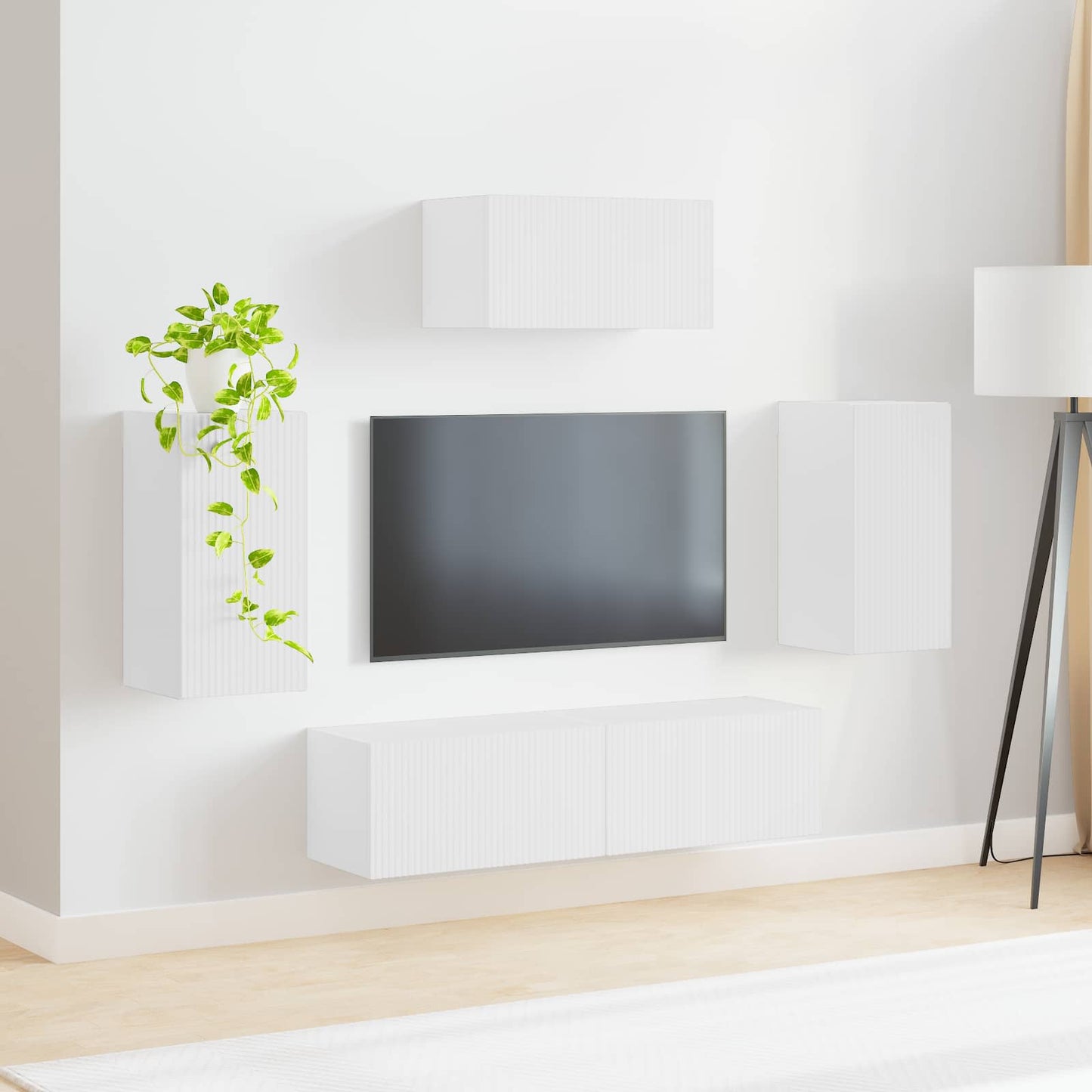 TV szekrény garnitúra 5 pcs Fehér Szerelt Fa