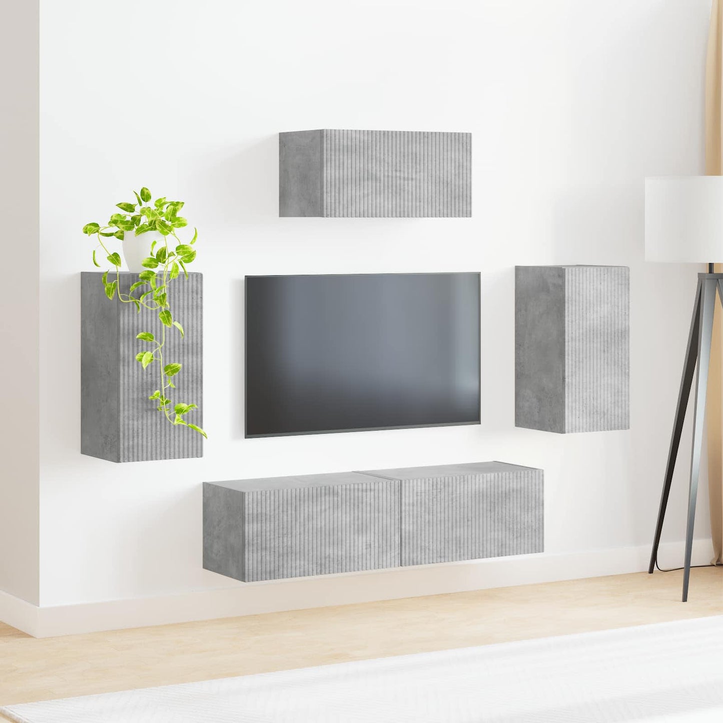 TV szekrény garnitúra 5 pcs Beton Szürke Faanyag