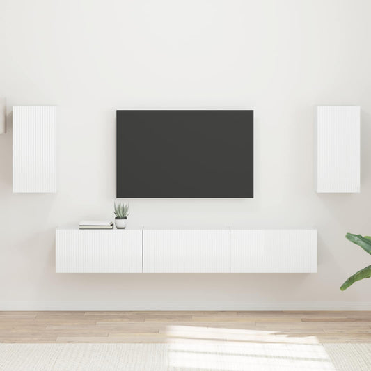 TV szekrény garnitúra 5 pcs Magas Fényű Fehér Faanyag