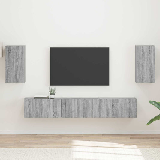 TV szekrény garnitúra 5 pcs Szürke Sonoma Faanyag