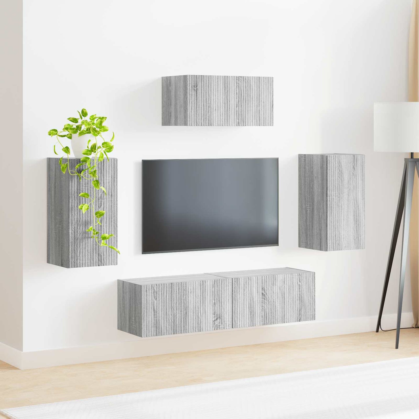 TV szekrény garnitúra 5 pcs Szürke Sonoma Szerelt Fa