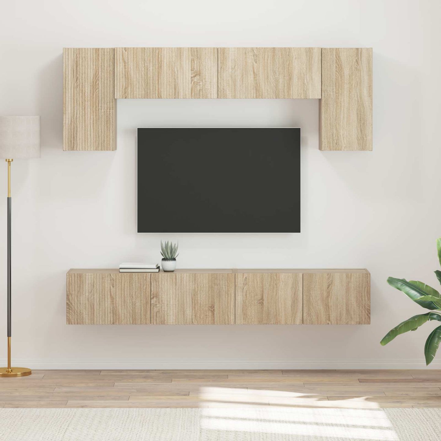 TV szekrény garnitúra 4 pcs Sonoma tölgy Szerelt Fa