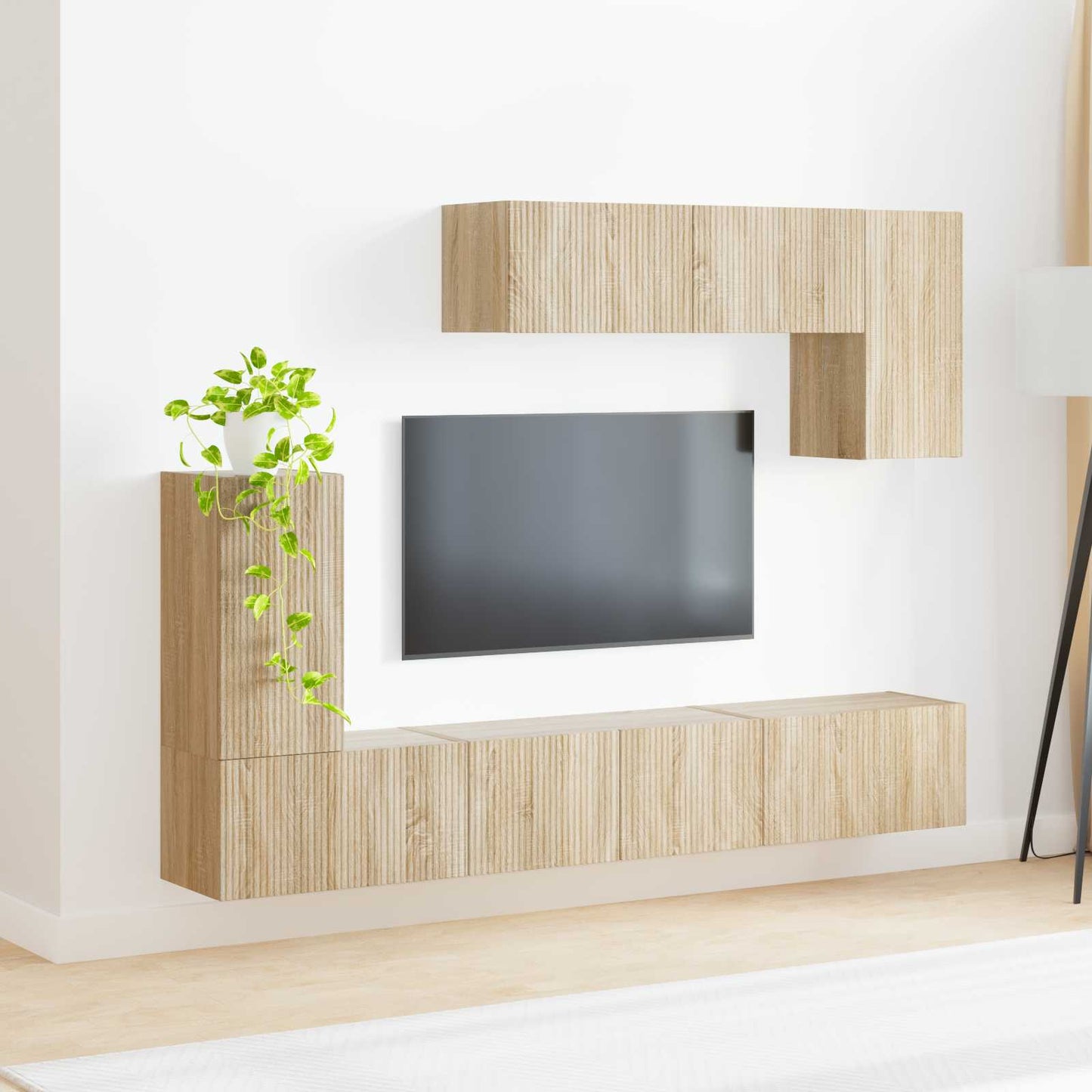 TV szekrény garnitúra 4 pcs Sonoma tölgy Szerelt Fa