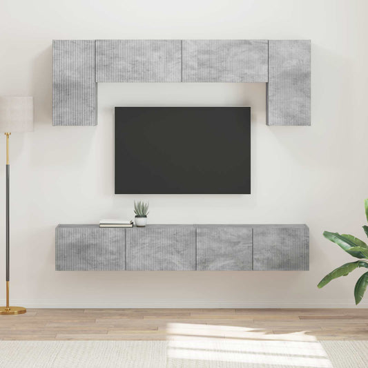 TV szekrény garnitúra 4 pcs Beton Szürke Faanyag