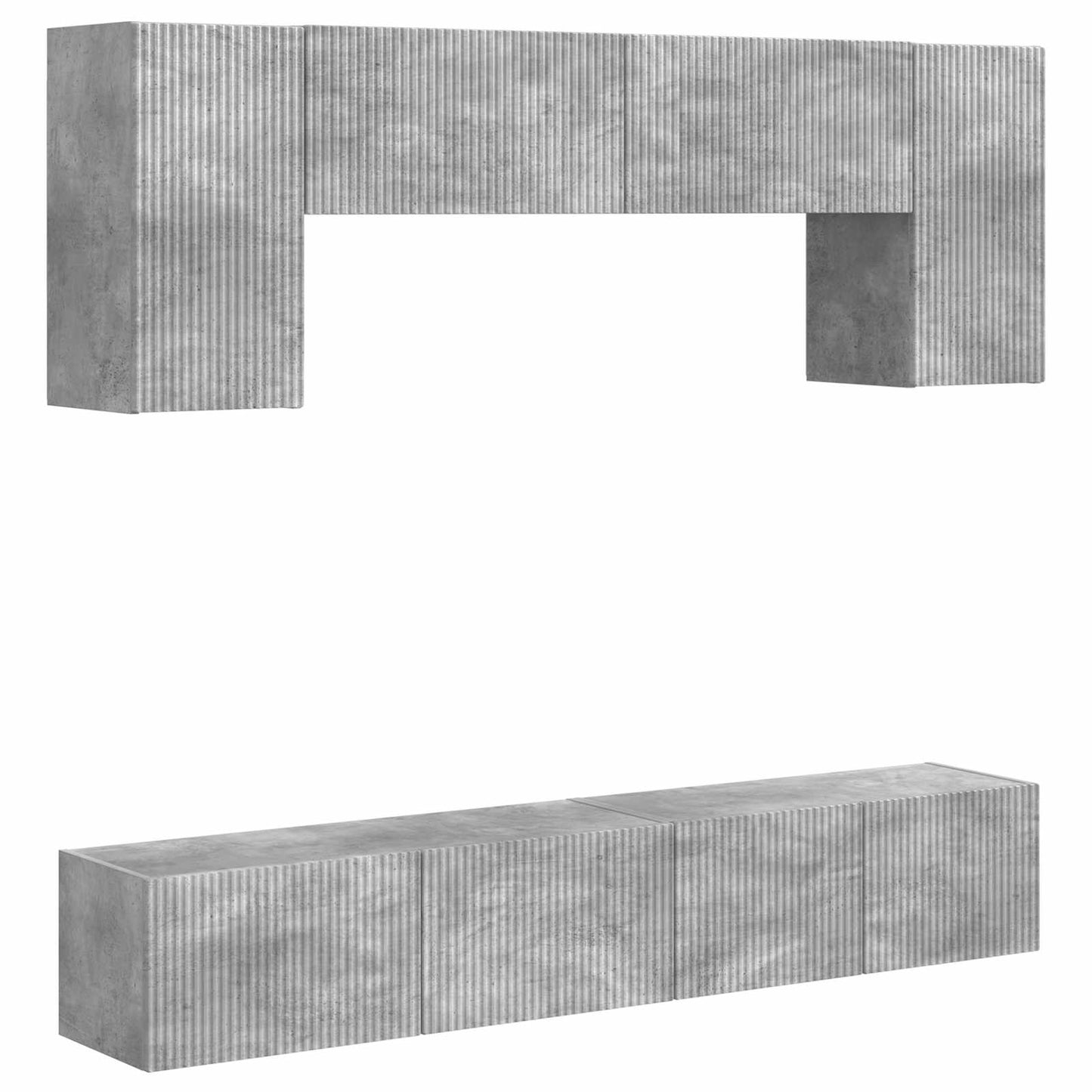 TV szekrény garnitúra 4 pcs Beton Szürke Szerelt Fa