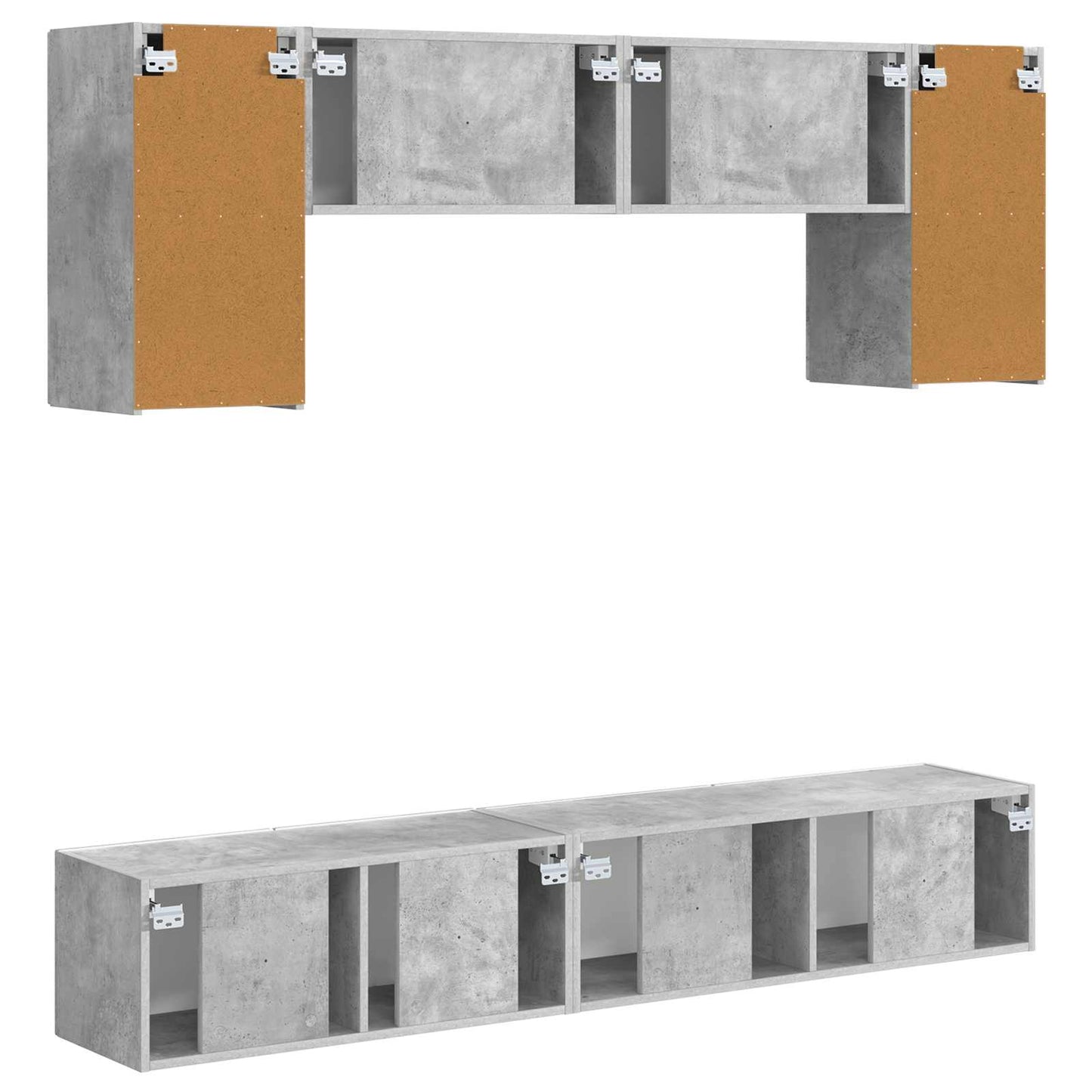 TV szekrény garnitúra 4 pcs Beton Szürke Szerelt Fa