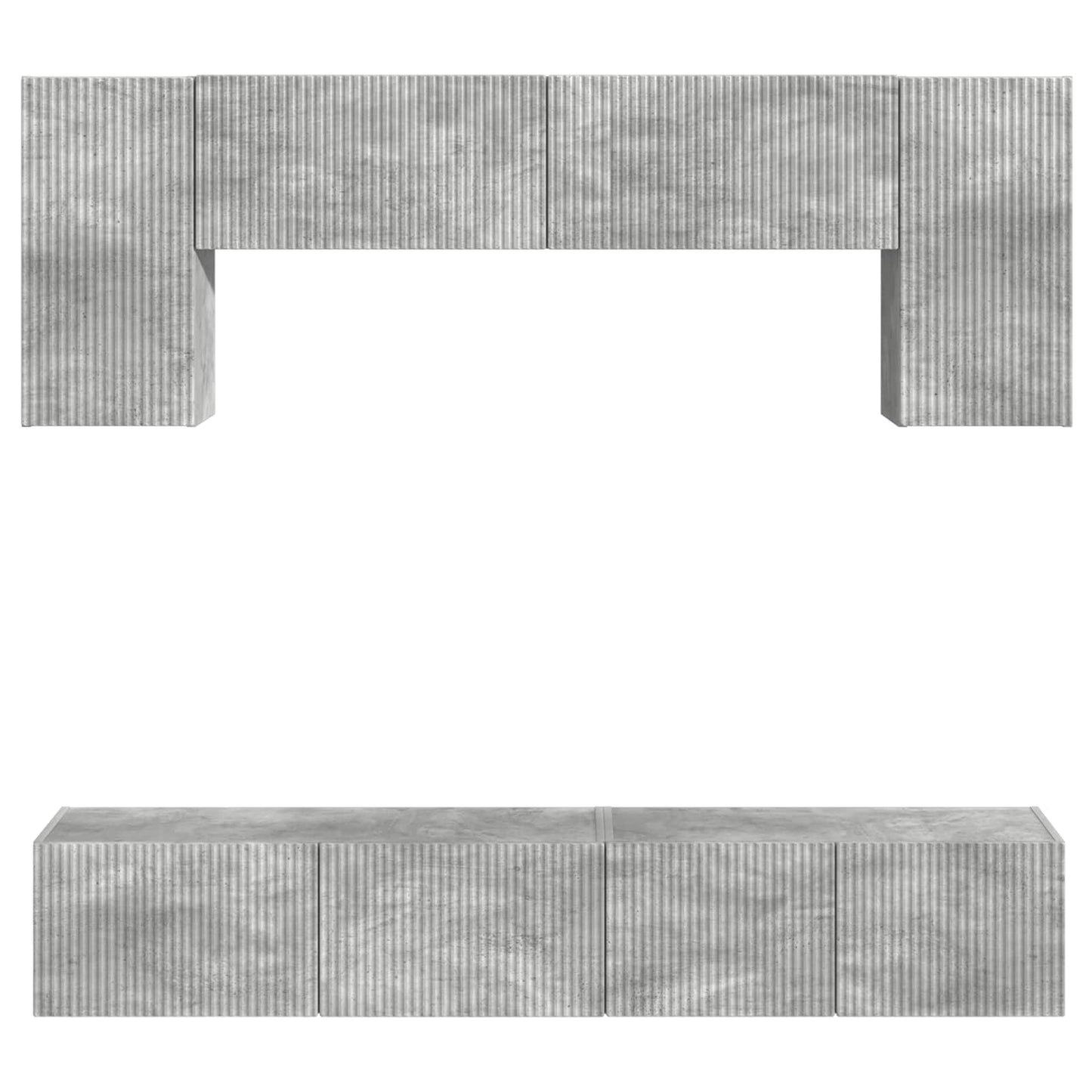 TV szekrény garnitúra 4 pcs Beton Szürke Szerelt Fa