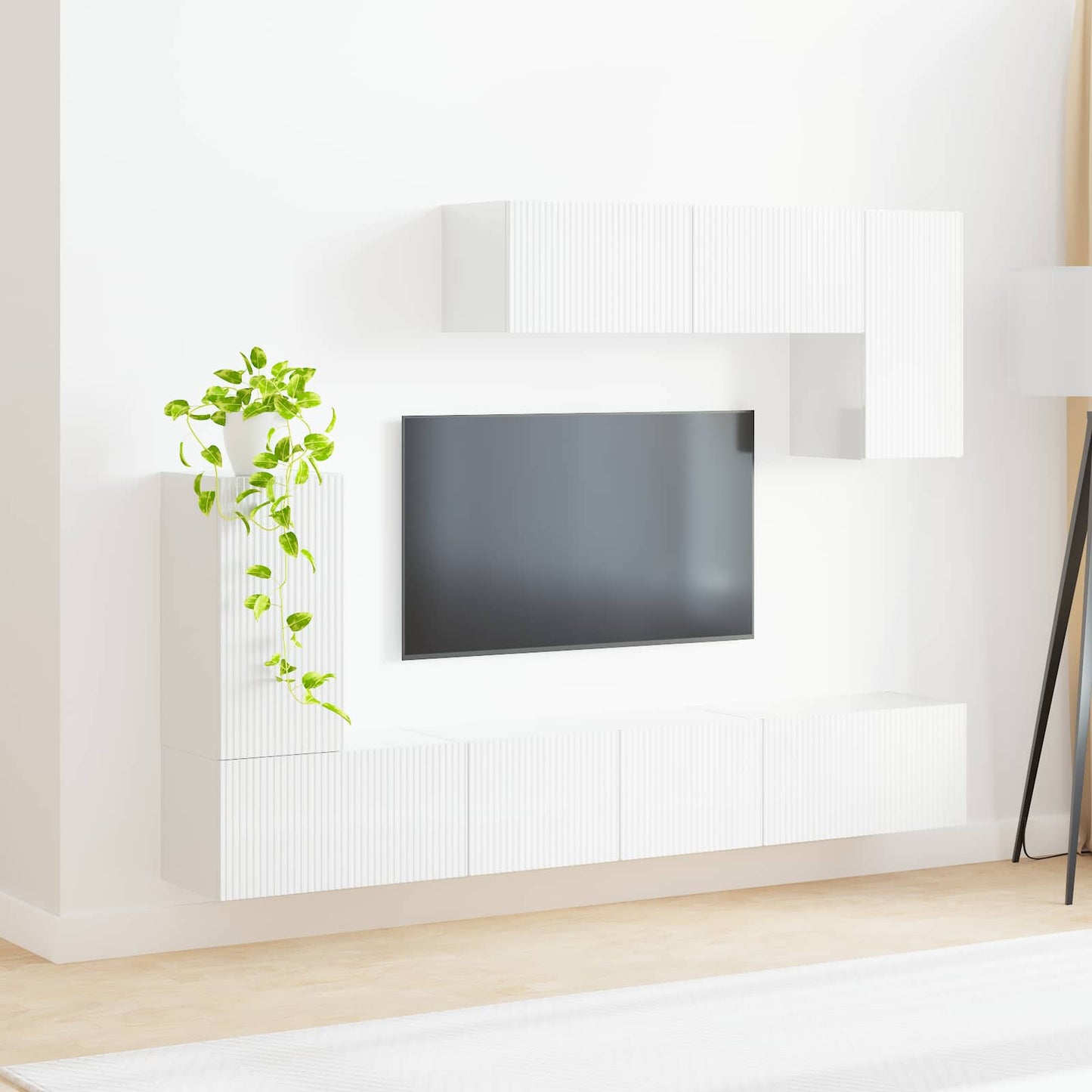TV szekrény garnitúra 4 pcs Magas Fényű Fehér Szerelt Fa