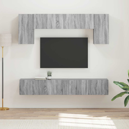 TV szekrény garnitúra 4 pcs Szürke Sonoma Faanyag