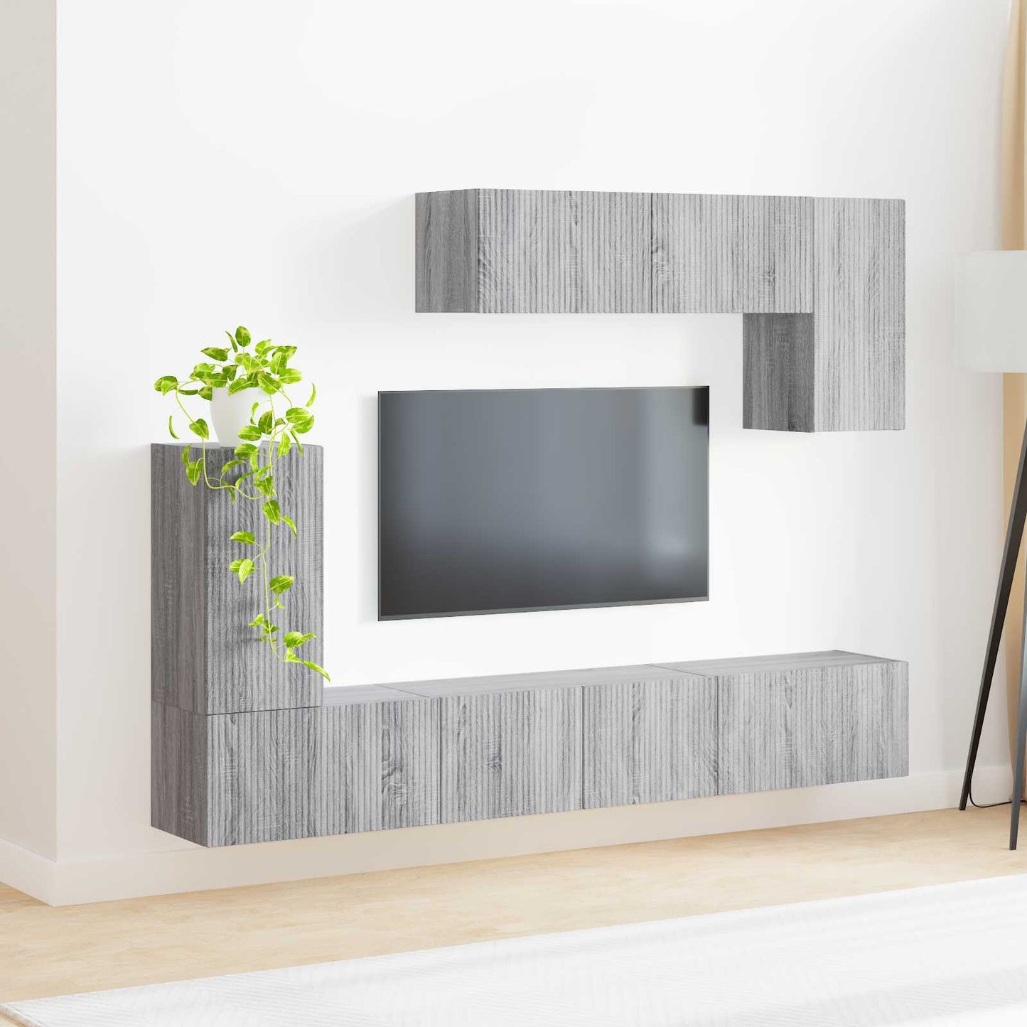 TV szekrény garnitúra 4 pcs Szürke Sonoma Szerelt Fa