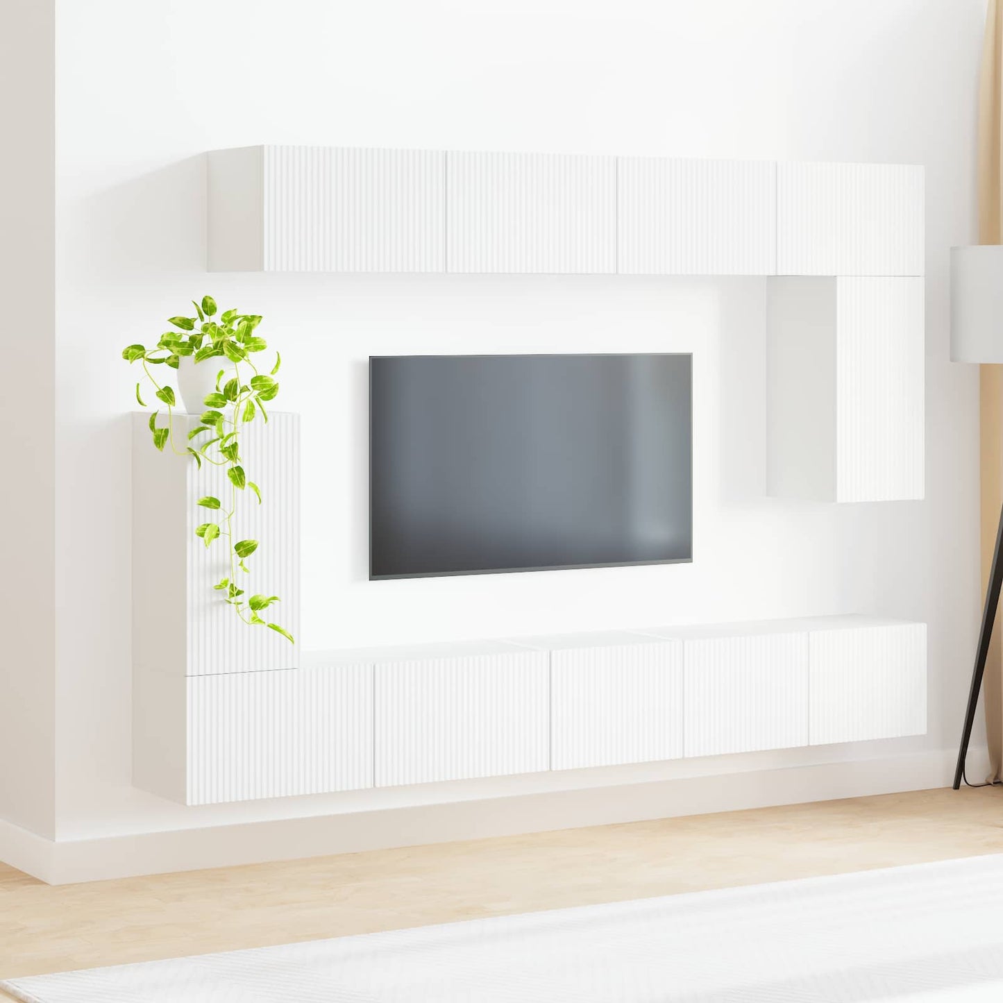 TV szekrény garnitúra Falra szerelhető 5 pcs Fehér Faanyag