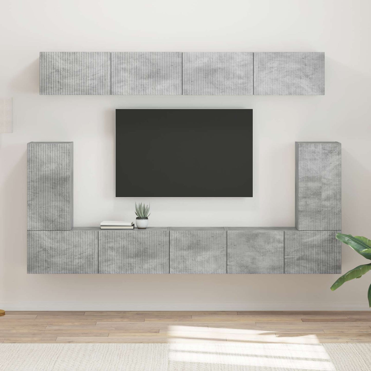 TV szekrény garnitúra 5 pcs Beton Szürke Faanyag