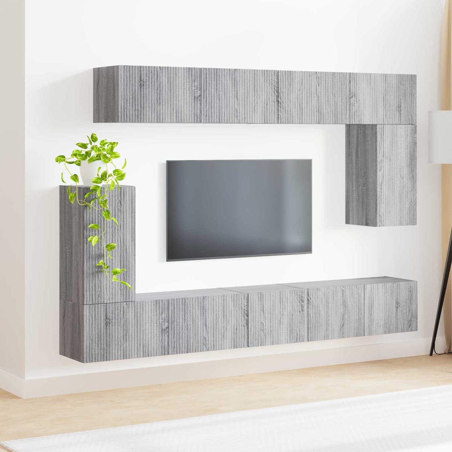 TV szekrény garnitúra 5 pcs Szürke Sonoma Szerelt Fa