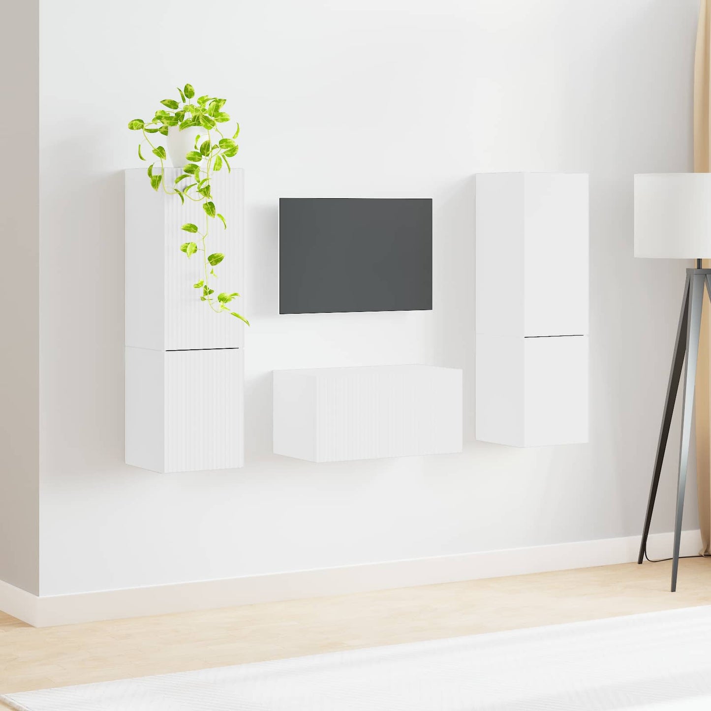 TV szekrény garnitúra 5 pcs Fehér Faanyag