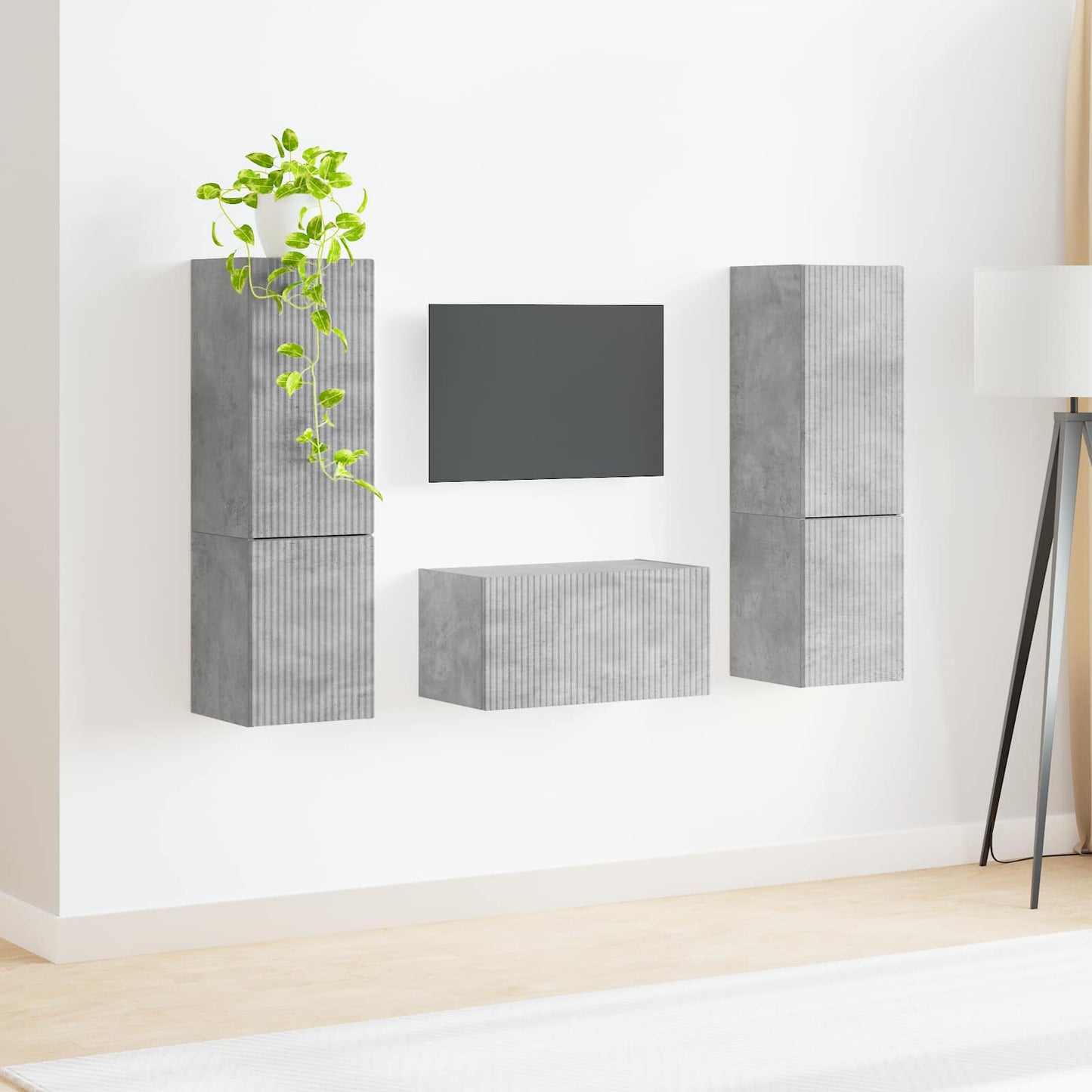 TV szekrény garnitúra 5 pcs Beton Szürke Faanyag